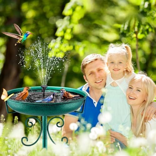 Daoeny 35In Metal Bird Bath for Outside, Vintage Freestanding Birdbaths & Birdfeeder, Bird Baths Feeder Bowl for Outdoors Garden Patio Yard Lawn Decor, Upgraded 5-Pronged Base (Green) - Image 5