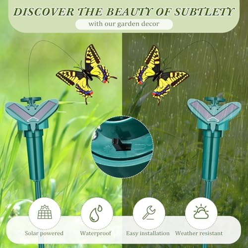 Rossesay 18 Pcs Butterfly Solar Flying Moving Fluttering, Garden Stakes - Image 4