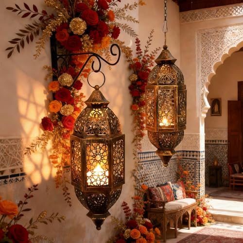Moroccans Hollow Out Holders Antique Decorative Hanging Lamp for Wedding Parties Eid Ramadans Event Stand - Image 4