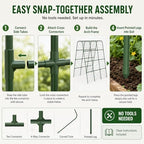 63" Tall Garden Trellis for Climbing Plants, 16mm Heavy Duty Metal Frame Cucumber Trellis with Netting, 20 Plant Clips, Easy Assembly Vegetable Trellis for Tomatoes, Beans, Peas, Raised Bed - Image 6