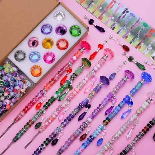 AIPRIDY DIY Crystal Beaded Fairy Wand Garden Stakes Kit, Colorful Decorative Wands with Assembly Guide, 12 or 10 Inch Threaded Rods,Outdoor Garden Decoration Set (423, Rainbow+Diamond Top) - Image 4