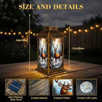 Solar Lantern Outdoor Waterproof Majestic Stag Winter Forest Autumn Leaves Stained Glass Garden Decor LED Hanging Solar Lights Tabletop Lamp Gifts for Women Mom Outside Yard Patio Porch - Image 2