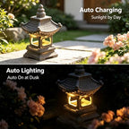 Garden Statues Outdoor, Solar Garden Statues, Solar Pagoda Garden Statue - Image 4