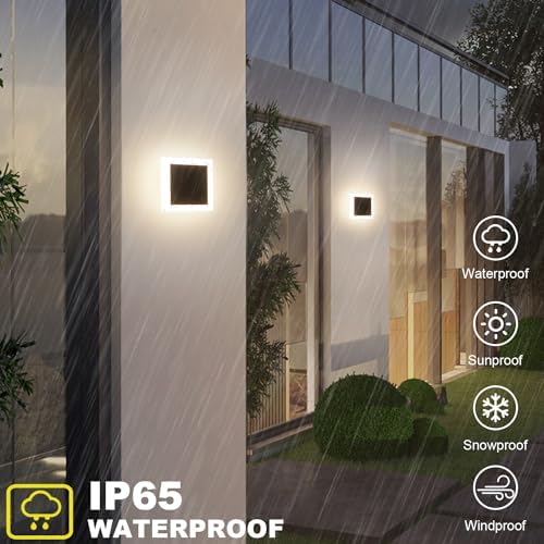 LED Outdoor Wall Light, Modern Black Exterior Wall Sconce Light - Image 3