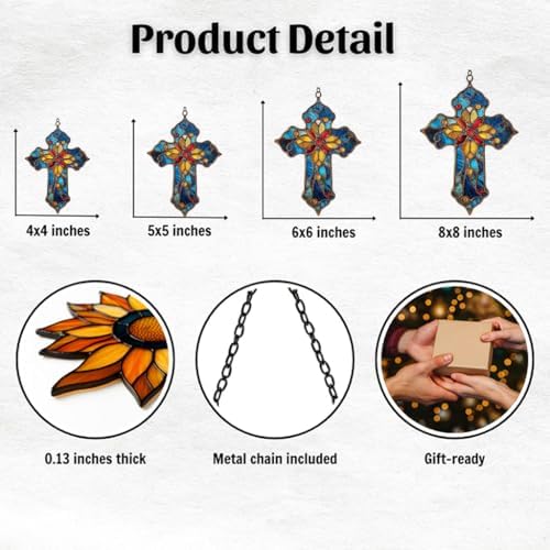 Mosaic Style Christian Cross Tiffany Effect Acrylic Suncatcher - Image 2