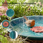 Topadorn 12.2'' Ceramic Birdbath & Birdfeeder for Small Birds Outdoors - Image 4