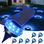 VOLISUN Solar Ground Lights Outdoor,8 Pack Flat Solar Pathway Lights,IP67 Waterproof Solar Powered Disc Lights,Landscape Lighting for Garden Yard Walkway Patio Driveway,Blue by VOLISUN
