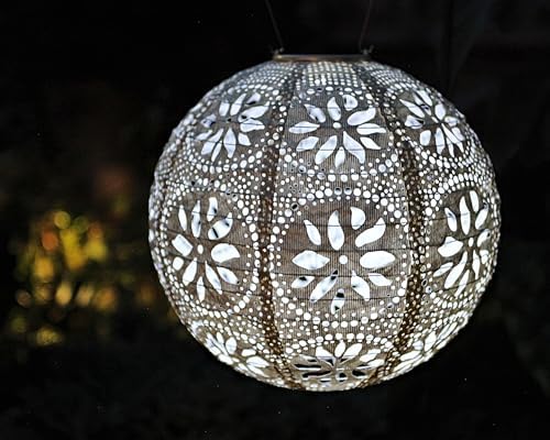 Soji Stella Market, LED Outdoor Solar Lantern, Handmade with Weather-Resistant UV Rated Tyvek, Stainless Steel Hardware, Auto sensor on/off, for Patio, Deck, (Pearl) - Image 4
