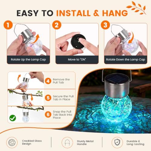 GIGALUMI Solar Hanging Lights Christmas Solar Lights Outdoor Garden Decor - Image 2