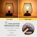 Set of 2 Rechargeable Lamp LED Table Lantern, Brown Metal Cage Cordless Lamps with LED Bulb，Vintage Decorative Outdoor Lantern for Weddings, Parties, Patio, Events for Indoors Shelf Decor - Image 2