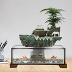 Tabletop Water Fountains Decoration, Eco Fish Tank Water Fountains with Mist LED & Fake Plants-Decor for Meditation, Good Luck Wealth, Waterfall Indoor for Home and Office - Image 4
