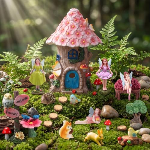 30 Pcs Solar Fairy Garden House Resin Kit - Image 6