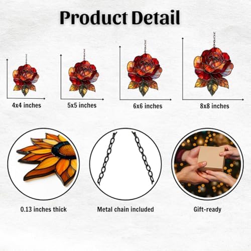 Red Rose Acrylic Suncatcher - Image 2