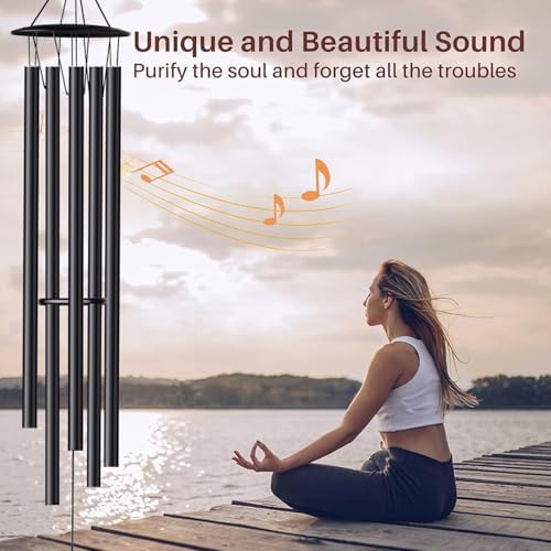 68” Large Wind Chimes for Home Garden Decor, Deep Tone Wind Chimes for Mom Grandma, Memorial Sympathy Gifts for Loss of Loved One, Black - Image 4