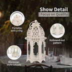 NUPTIO 6 Pcs Moroccan Style Candle Lantern - Small Sized Tealight Candle Holder with Transparent Glass Panels Great for Patio, Indoors/Outdoors, Events, Parties and Weddings, White - Image 6
