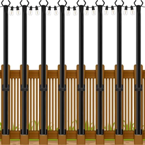 Beizelte 8 Pack 5Ft String Light Poles,Outside String Lights,Outdoor Light Poles,Metal Poles Stand for Patio,Backyard,Deck by Beizelte