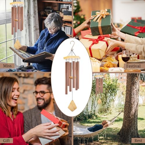 Memorial Wind Chimes 30 inch Red Copper Deep Tone Sympathy Gift Patio Porch - Image 4