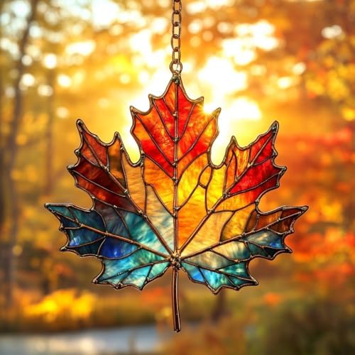 Rainbow Maple Leaf Acrylic Suncatcher by AVAGAN