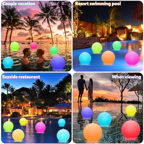 LOQOMI Solar Floating Pool Lights 4 Pack， 14 Inch 16 Color Changing LED Inflatable Balls,Waterproof Inflatable Solar Pool Light，Light Up Beach Balls for Pool Decorations Outdoor - Image 6