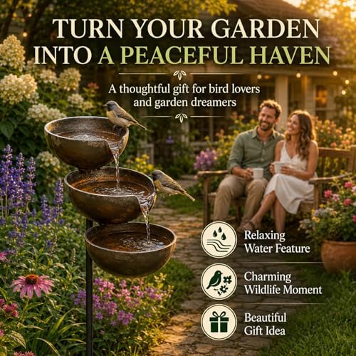 Rain Catcher Bird Bath, 3 Tiered Metal Bird Bath for Outside (Copper) - Image 6