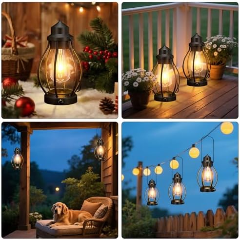 Battery-Powered LED Lanterns Decorative Vintage Lights for Camping, 2 Pack - Image 5