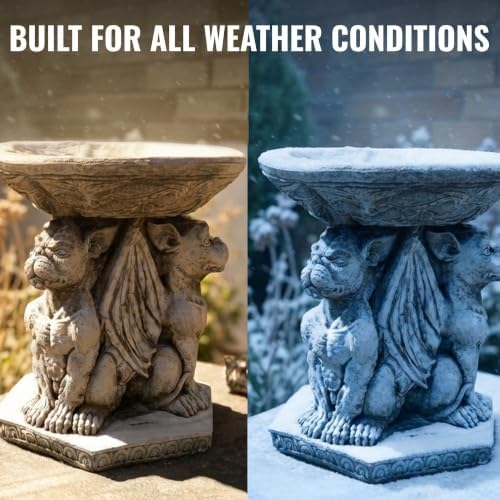 OLOMA Gothic Gargoyle Bird Bath Garden Statue Stone Fantasy Creature Outdoor Yard Decor Handcrafted Concrete Garden Ornament Weather Resistance Fantasy Sculpture - Image 7