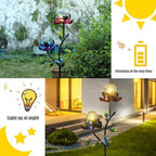 Decorative Solar Garden Light, Flower Glass Globe Stake For Lawn Yard - Image 5