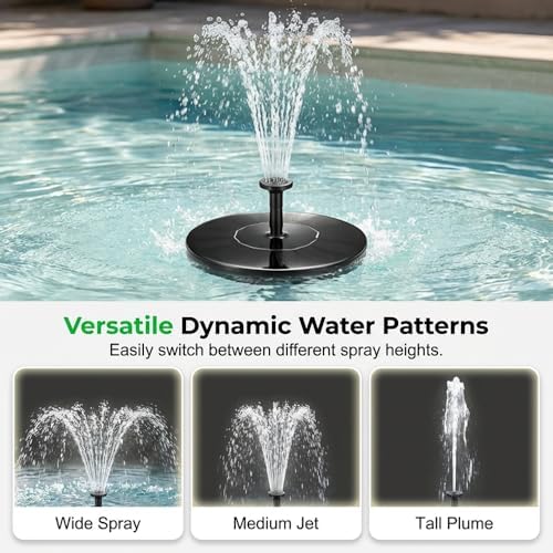 Solar Bird Bath Fountains, 2026 Upgrade 1.4W Solar Fountain Pump with 6 Nozzles, Free Standing Floating Solar Powered Water Fountain Pump for Bird Bath, Garden, Pond, Water Feature Outdoor (2, 6.3in) - Image 4