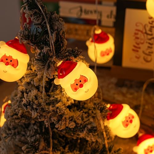 CAKERS Christmas Decor String Lights|Creative Cute Novelty Fairy Lights|Hanging Copper Wire Lights|Night Lights for Birthday Party Xmas Tree Decor,Santa Claus Head,3m(9.8ft)-20LED-USB - Image 6