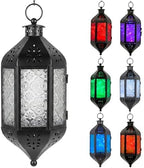 Vela Lanterns Hanging Moroccan Lantern with LED Twinkle Fairy Lights - Exotic Decorative Patio & Porch Decor, Indoor Outdoor Candle Lamp Holder with Chain (13" Large, Color Changing) by VelaCandleLanterns