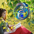 FONMY Mandala Wind Spinner w/Crystal Ball-Fengshui 3D Stainless Steel Hanging Spinners Worth Gift Christmas Decoration Indoor/Outdoor Garden Décor Kinetic Yard Art 12 Inches Wind Sculpture - Image 6