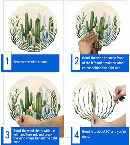 Wind Spinners for Yard Garden, Summer Cactus Tropical Plants 3D Stainless Steel Round Hanging Spinners Indoor Outdoor Kinetic Yard Art,12 Inch, Flower Green Plant - Image 5