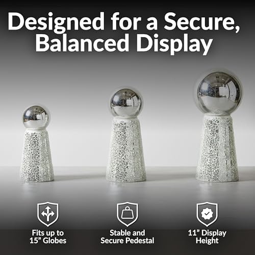 Sunnydaze Glass Gazing Ball Stand for Outdoors, Mirrored Diamond - Image 2