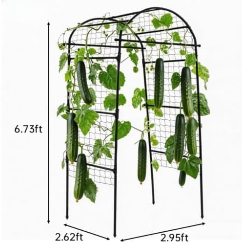 Garden Arch Trellis for Raised Beds, 6.8x3x2.6FT Plant Support for Cucumbers, Melons, Grapes, Roses & Climbing Vegetables, Outdoor Rust-Resistant Trellis for Vertical Growing, Black - Image 2