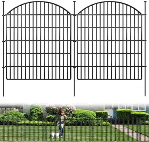 10 Panels Garden Fence Animal Barrier, 33 in(H) X 24 ft(L) Dog Fence Outdoor for Yard Rustproof No Dig Fencing Decorative Metal Wire Panel Border for Rabbits, Flower Bed Patio Temporary Ground Stakes by GILPWAFlagship