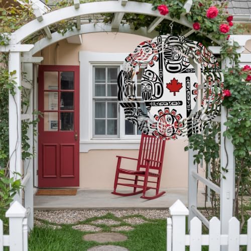 10 Inch Southwest Art Wind Spinner for Yard and Garden, Country Native Sun Graffiti Maple Leaves Hanging Ornaments Outdoor 3D Kinetic Wind Sculpture Spinners Indoor Outdoor Patio Décor Ornaments Gift - Image 4