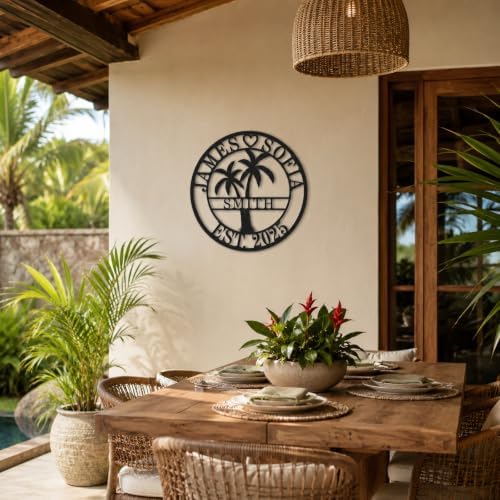 Personalized Metal Palm Tree Sign, Custom Signs Outdoor Palm Tree, Personalized Palm Tree Sign, Metal Palm Anniversary Wedding Gifts, Palm Tree Metal Wall Art, Custom Metal Sign with Palm Tree - Image 5