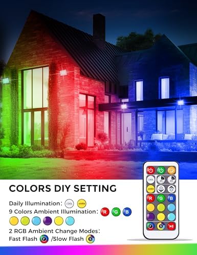 L LOHAS LED 25W RGB Flood Light Outdoor Remote Color Changing 2 Pack - Image 3