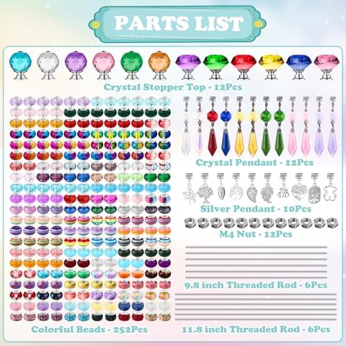 UFU 310Pcs DIY Fairy Wand Beaded Garden Stakes Kit, Decorative Garden Stakes with Colorful Crystal Pendants, Outdoor Fairy Garden Accessories, Beadable Items for Decor, Gifts & Craft (10 & 12 in) - Image 3