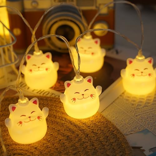 CAKERS Cute Cartoon Cat String Lights|Creative Luminous Night Light|LED Warm White Copper Wire Lights|Hanging Fairy Lights for Bedroom Party Decor,A,1.5m(4.9ft)-10LED-USB - Image 7