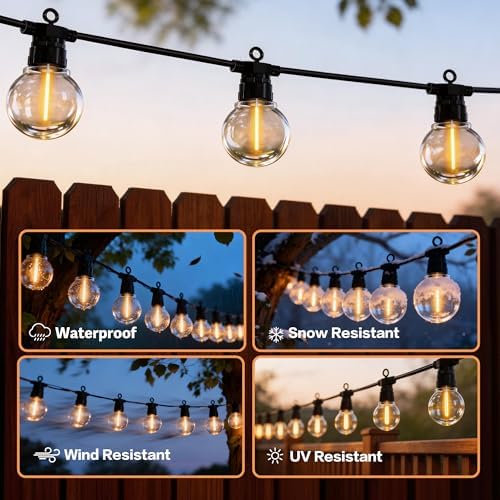 100FT Outdoor String Lights with Remote, 42 Dimmable Shatterproof LED G50 Bulbs, Waterproof Patio & Backyard Lights for Pergola, Deck, Garden, Bistro, Commercial Grade Hanging Lights - Image 5