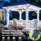 KNONEW 203FT 600LED Solar Fairy String Lights Outdoor Cool White 8 Modes - Image 2