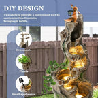Grepatio Outdoor 6 Tier Cascading Water Fountain, 40" H Water Feature Fountain with 5 LED Lights, Large Outdoor Water Fountain with Realistic Tree Trunk Look for Garden Patio Backyard - Image 4