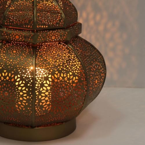 Yille Oriental Metal Lantern Anida Gold 30 cm Moroccan Lantern Garden Lantern Hanging Standing Beautiful Table Lantern for Wedding, Party, Decoration - Image 4