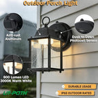 LIT-PaTH Outdoor Wall Light Dusk to Dawn, Aluminum, LED 3000K, Black 2 Pack - Image 2