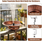 Deck Mounted Bird Bath with Railing Clamp, Solar Bird Bath Fountains - Image 3