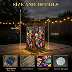 Solar Lantern Outdoor Waterproof Colorful Stained Glass Abstract Mosaic Vibrant Patterns Garden Decor LED Hanging Solar Lights Tabletop Lamp Gifts for Women Mom Outside Yard Patio Porch - Image 2
