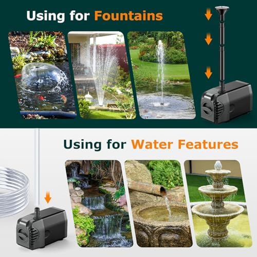 POPOSOAP Solar Fountain Pump, 20W Solar Powered Water Pump 320GPH Flow Adjustable, Solar Pond Pump with 4 Spray Patterns for Garden, Ponds, Fish Tank, Waterfall - Image 4