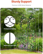 VEVOR Garden Trellis for Climbing Plants, 60 x 15 in, 2 Packs Rustproof Metal Garden Flower Trellis, Outdoor Climbing Rose Trellis Cucumbers Support, Decorative Clematis Trellis for Courtyards Lawns - Image 2