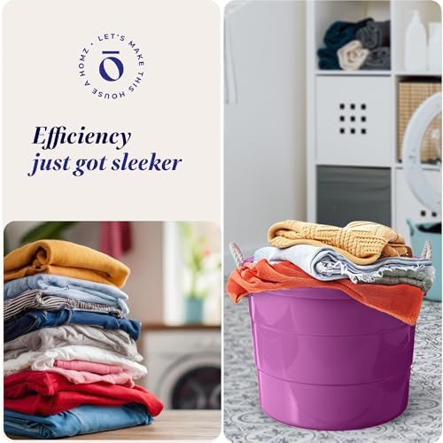 HOMZ Utility Tub, Storage Bucket with Rope Handles, 18 Gal, Purple, 2 Pack - Image 4